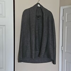 INC Open Front Cardigan Shawl Collar Wide Ribbed Heather Grey Size Small NWOT